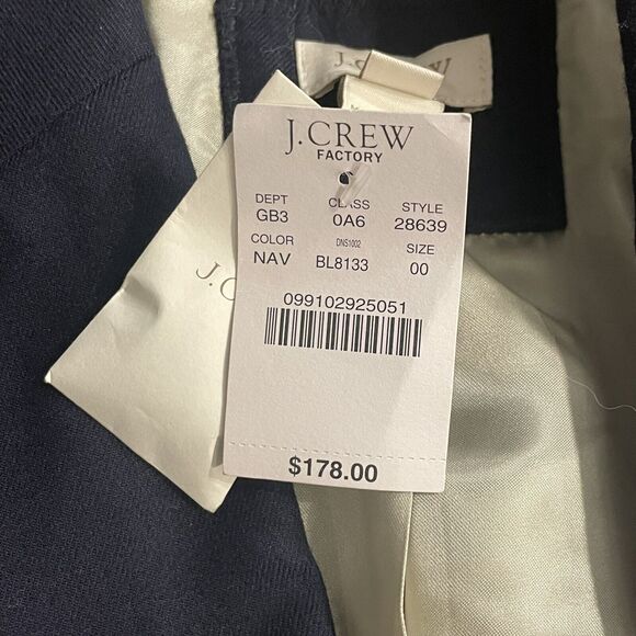 J. Crew Blazer Classic‎ Navy Gold Schoolboy Wool Stretch Blazer Jacket Sz 00 New - Picture 4 of 12